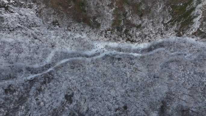 秦岭 雪景 雾凇 高清 4k 航拍