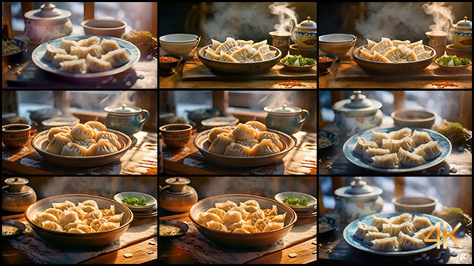 香喷喷冒着热气的饺子 元宵佳节民间美食