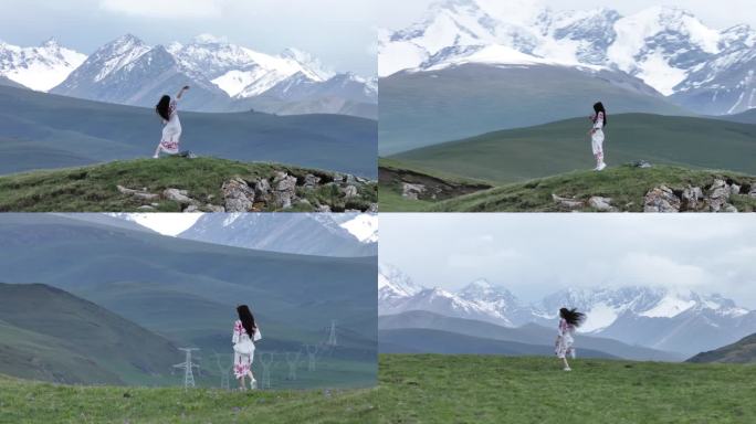 新疆天山美女在跳舞