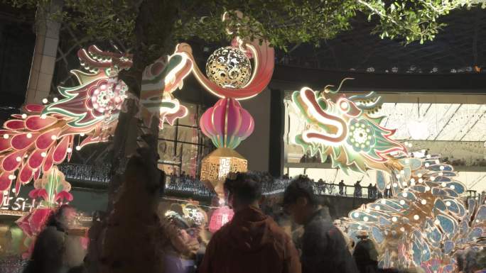广州龙年春节双龙戏珠延时摄影视频