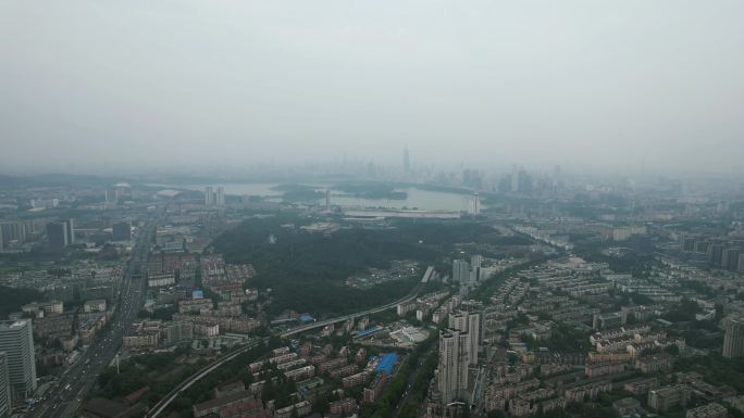 江苏南京城市雨季航拍