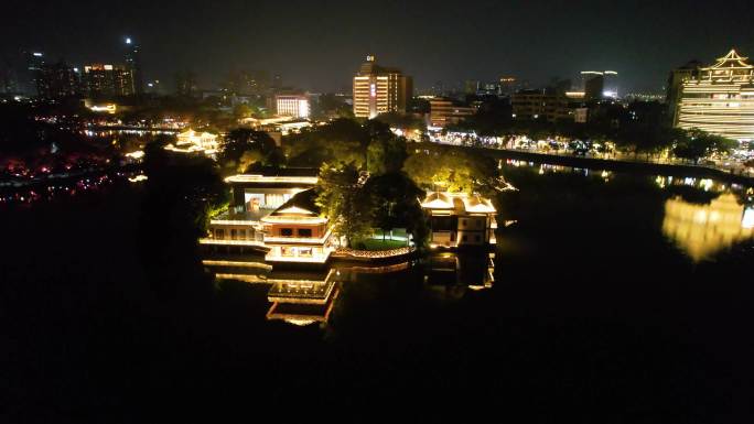 惠州城市夜景西湖风光合江楼古建航拍