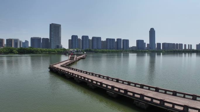 绍兴柯桥瓜渚湖城市风景