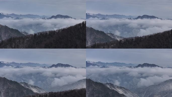 秦岭 雪景 雾凇 高清 4k 航拍