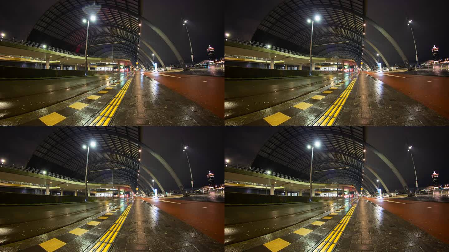 阿姆斯特丹中央火车站夜雨延时4k