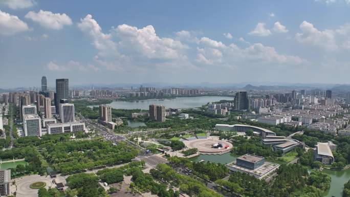 绍兴柯桥瓜渚湖城市风景