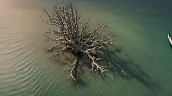 河水上的树木枯木