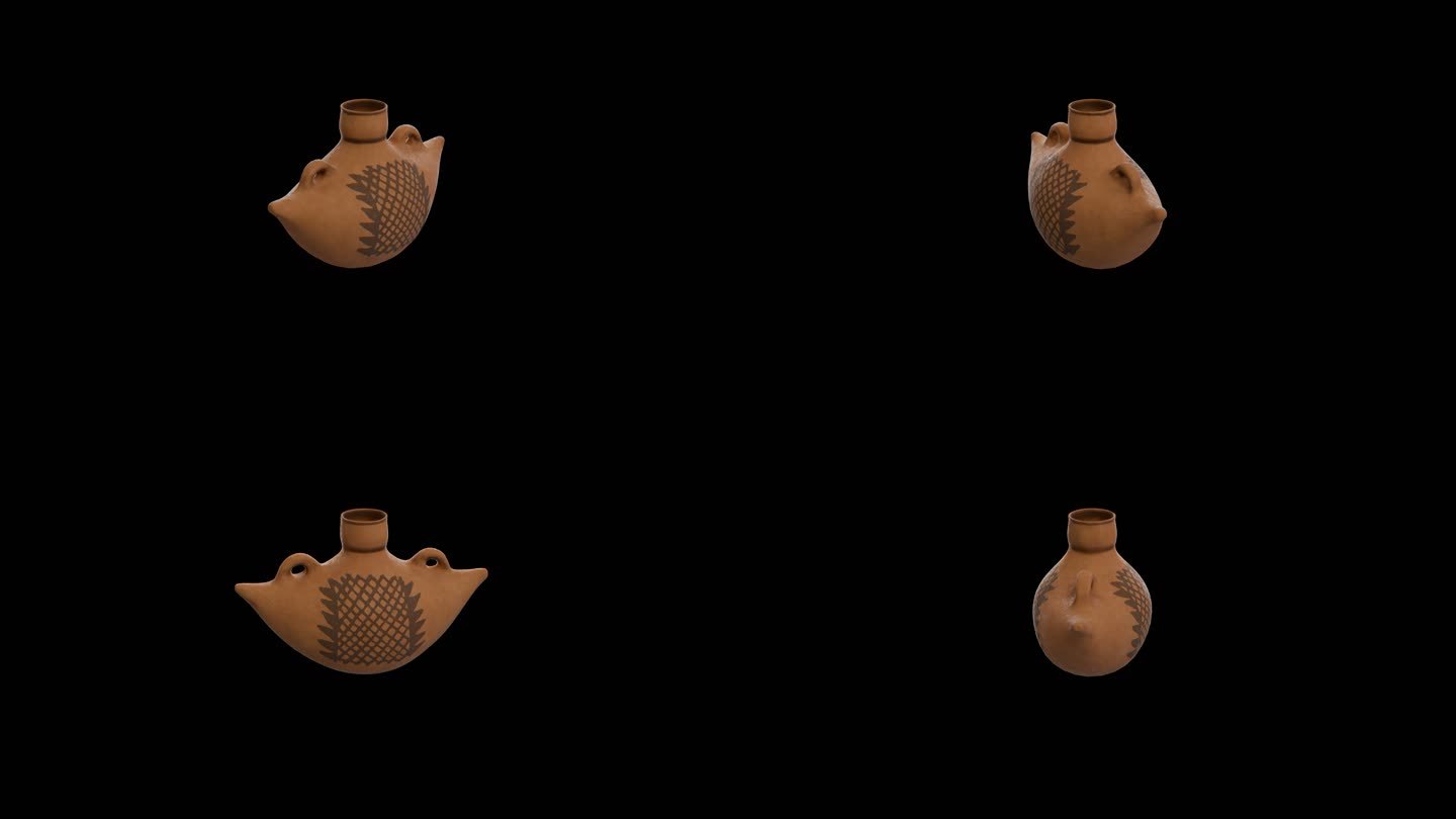 船形彩陶壶仰韶文化新石器时代文物透明
