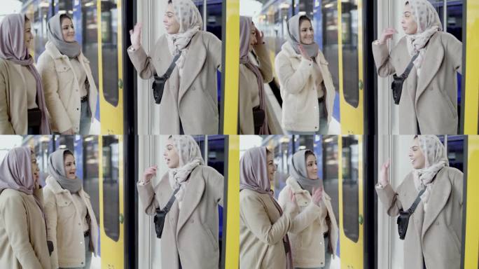 坐火车旅行的穆斯林女孩