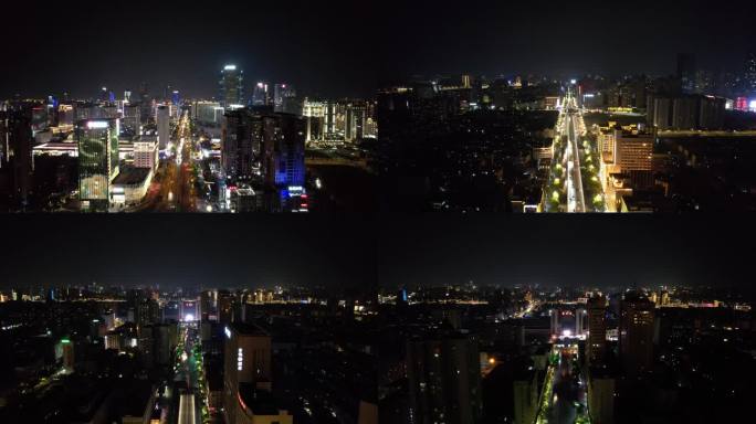 江西南昌城市夜景交通航拍