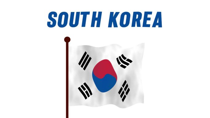 韩国升旗动画视频，介绍国名和国旗的4K分辨率。