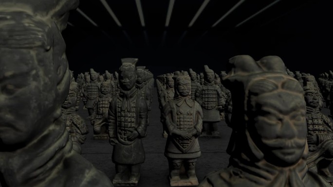 兵马俑在黑暗中连续3D动画