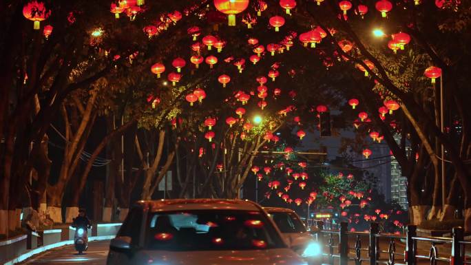 重庆九龙坡杨九路龙年灯笼氛围感街景视频