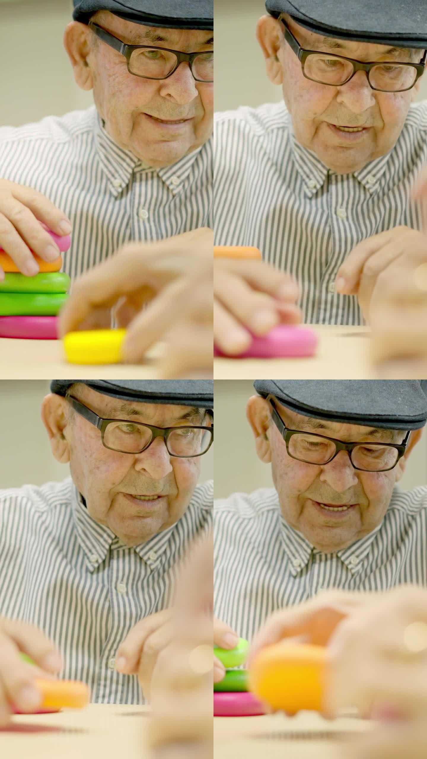 老年人在老年病学中组织技能游戏的片段