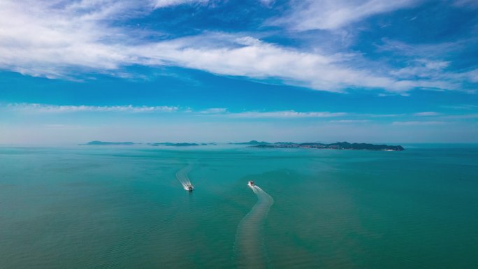 蓝色海航大海山东烟台长岛航拍延时4K