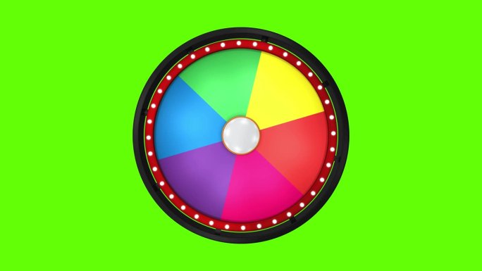 绿色屏幕背景上的幸运之轮。4k视频，吉祥旋转代表幸运之轮概念，立体立体。