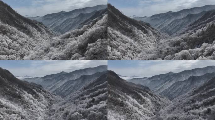 秦岭 雪景 航拍 秦岭服务区