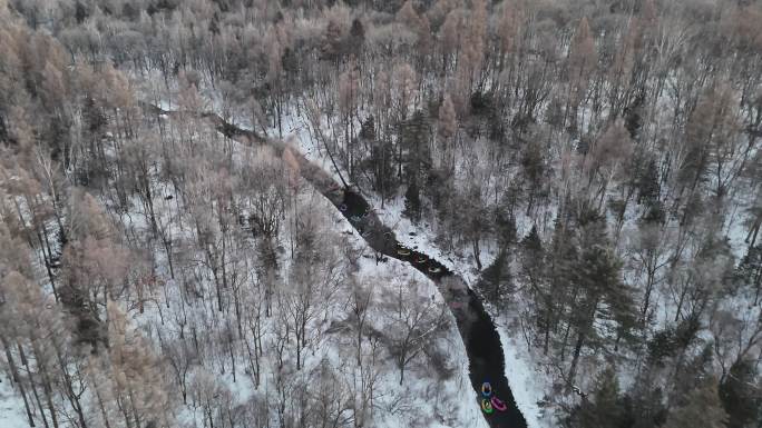 吉林 二道白河 魔界漂流 航拍 冰河雪景