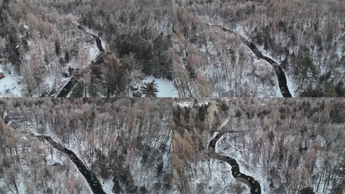 吉林 二道白河 魔界漂流 航拍 冰河雪景