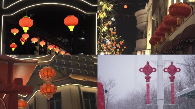 4K春节元宵夜景雪景灯笼合集40组