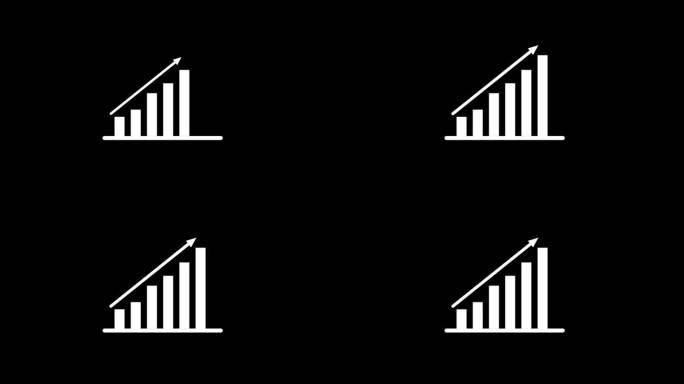 黑色背景与白色动画下降条形图，极简主义的金融概念。