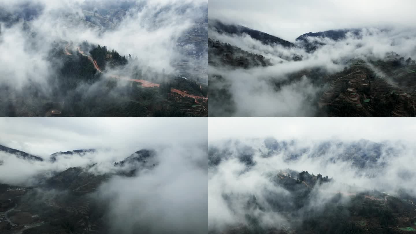 云雾云海环绕山间