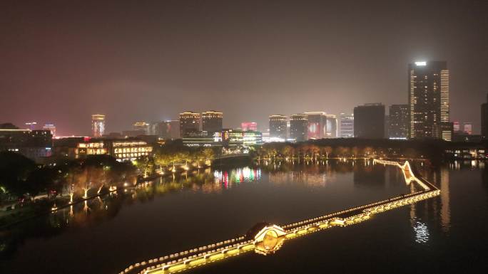 绍兴柯桥瓜渚湖夜景 城市夜景