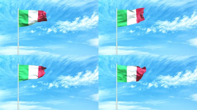 意大利国旗空中飘扬