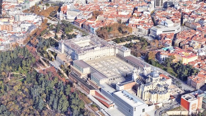 西班牙马德里皇宫航拍