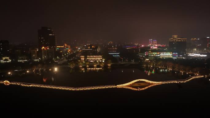 绍兴柯桥瓜渚湖夜景 城市夜景