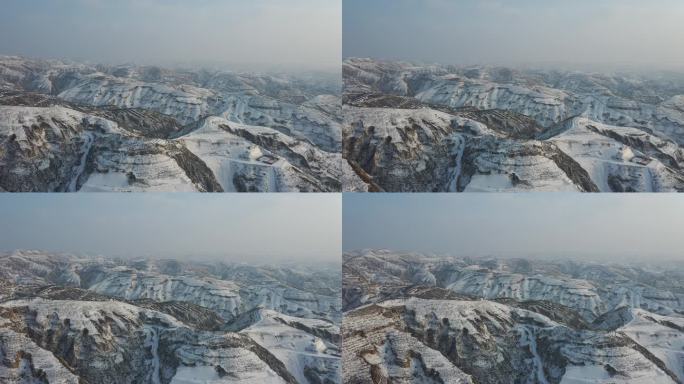 黄土高原雪景鸟瞰