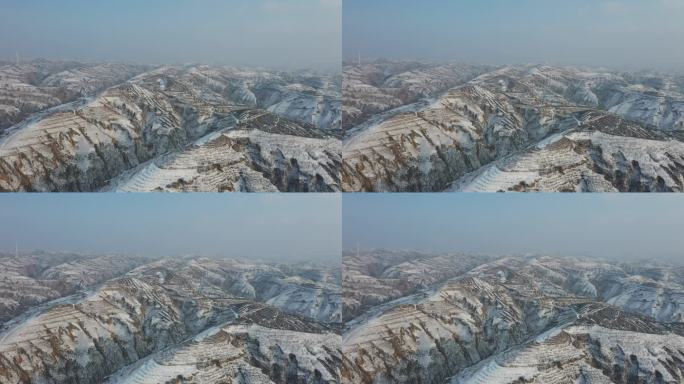 黄土高原雪景鸟瞰