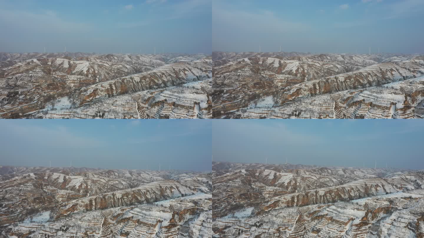 陕北黄土高原雪景航拍