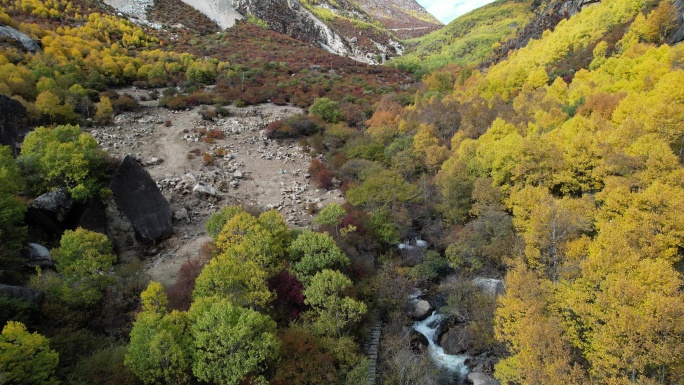 西藏达古峡谷的秋色盛景