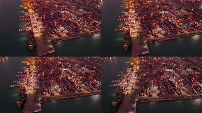 船坞业在海上船舶的运输。集装箱货站港口物流运输业概念。港口经营进出口商业航运，为海关服务