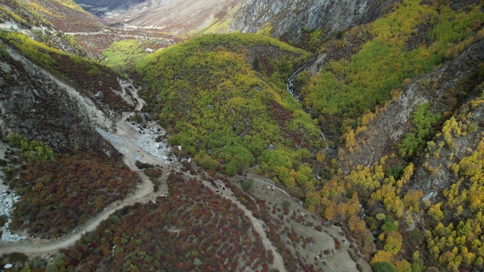 西藏达古峡谷的秋色盛景