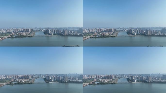 惠州市东江航拍新开河城市河流风光