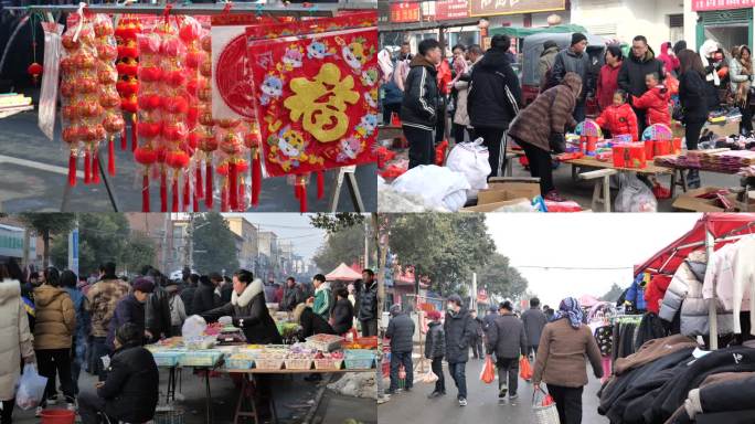 过年农村春节集市实拍