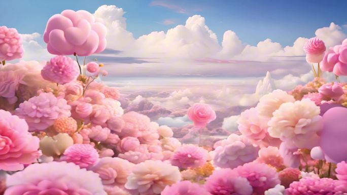 梦幻糖果色卡通花朵世界少儿表演背景