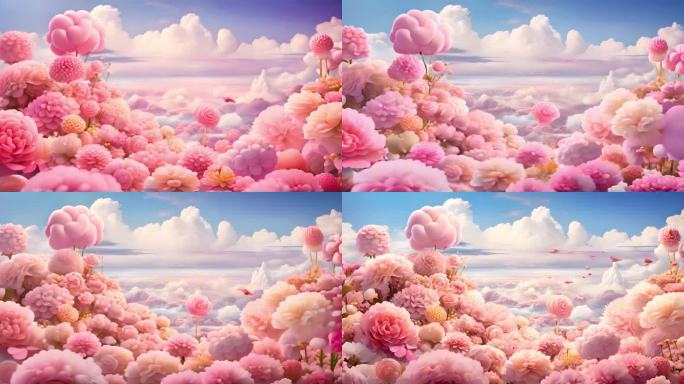 梦幻糖果色卡通花朵世界少儿表演背景