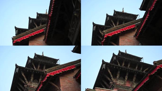 尼泊尔巴桑塔普尔加德满都杜巴广场印度教寺庙慢动作稳定器L世界遗产