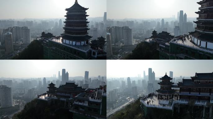 航拍贵阳东山寺