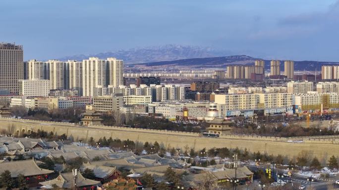 山西大同城市空镜航拍