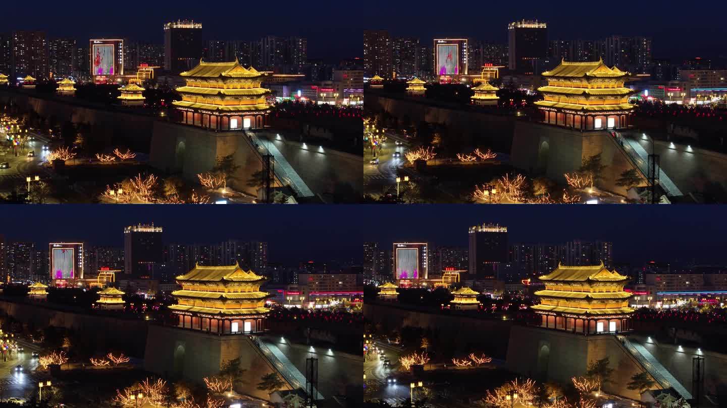 大同古城夜景航拍