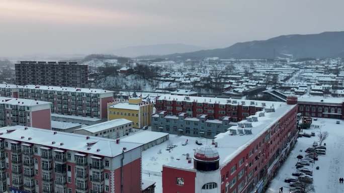 4K航拍黑龙江哈尔滨城市雪景