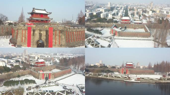 荆州古城春节雪景