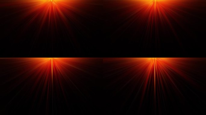 环中心顶部红橙色光学透镜耀斑光径向闪耀光线动画艺术抽象背景。灯光光线效果动态明亮的视频镜头。