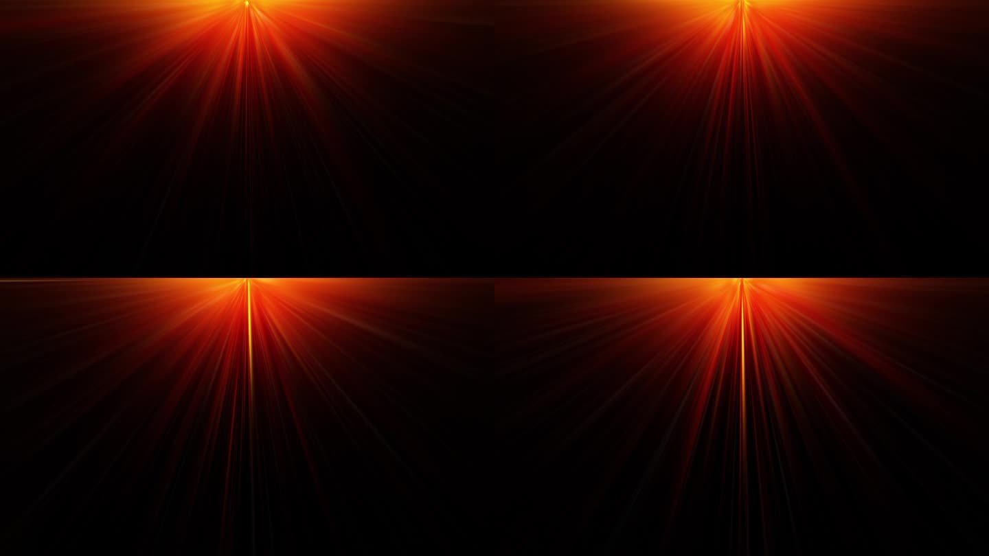 环中心顶部红橙色光学透镜耀斑光径向闪耀光线动画艺术抽象背景。灯光光线效果动态明亮的视频镜头。