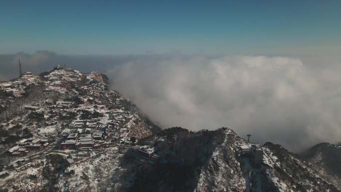 中国山东泰山雪后云海航拍（4K）