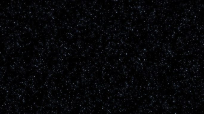 循环动画闪烁发光白色蓝色星星粒子飞行在黑色抽象的背景。动画燃烧的白色蓝色发光飞烬燃烧灰烬颗粒。